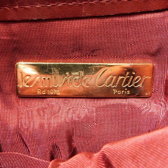 Cartier (Authentic) Must de Seau Bordeaux Red Leather Drawstring Bucket Bag, VTG - Picture 8 of 10